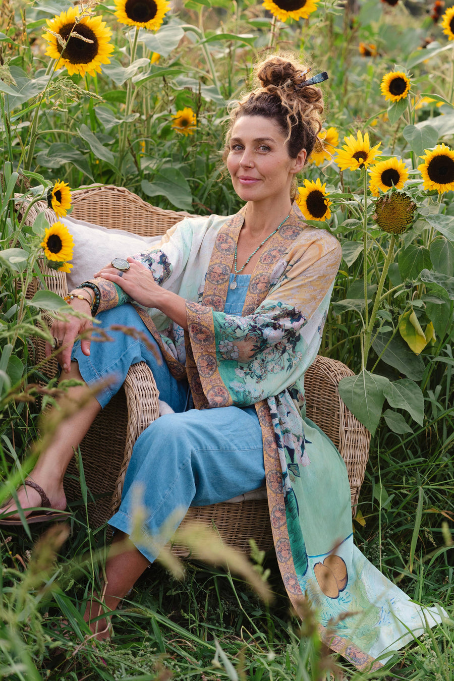 Additional view of I Paint My Dream Van Gogh Opera Duster Kimono Robe from Robin Boutique.