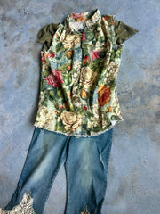 Light Floral Flannel Vest by A Rare Bird Robin Boutique