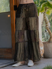 Retro Revival Flared Patchwork Pants by Young Threads