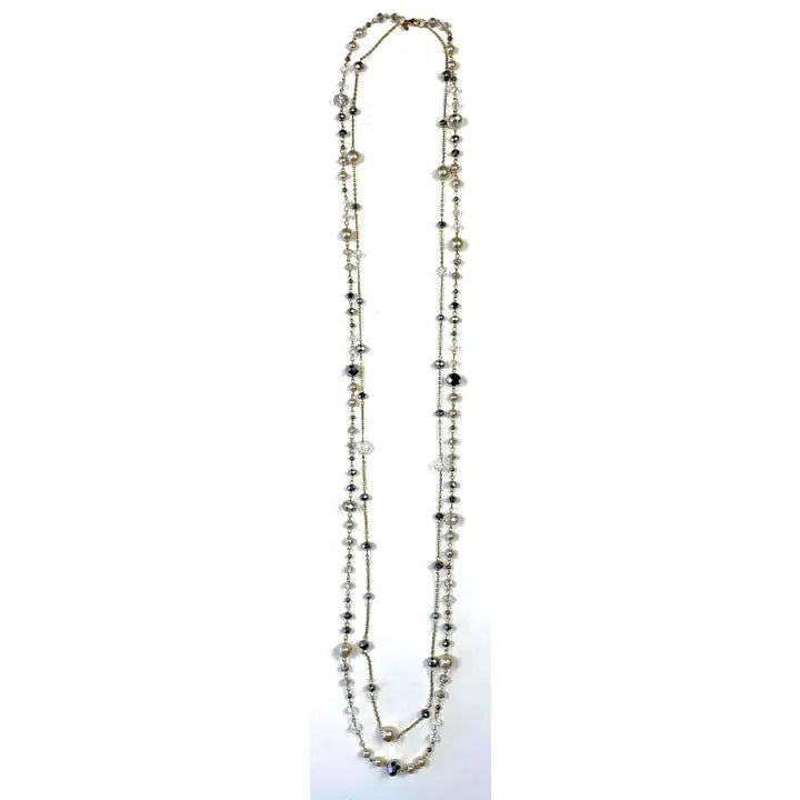 Rosaried Stationed Double Strand Necklace