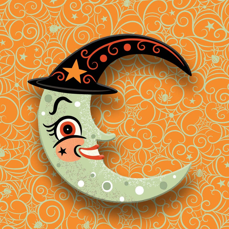 Witchy Crescent Moonhilda Acrylic Brooch by Johanna Parker Robin Boutique
