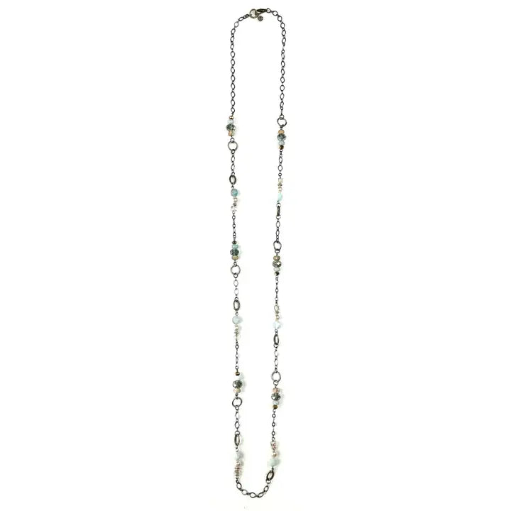 Loops, Chain, and Beads Long Layering Necklace