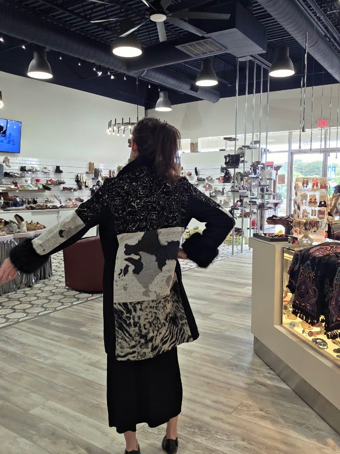 Patchwork Leopard Coat by Adore