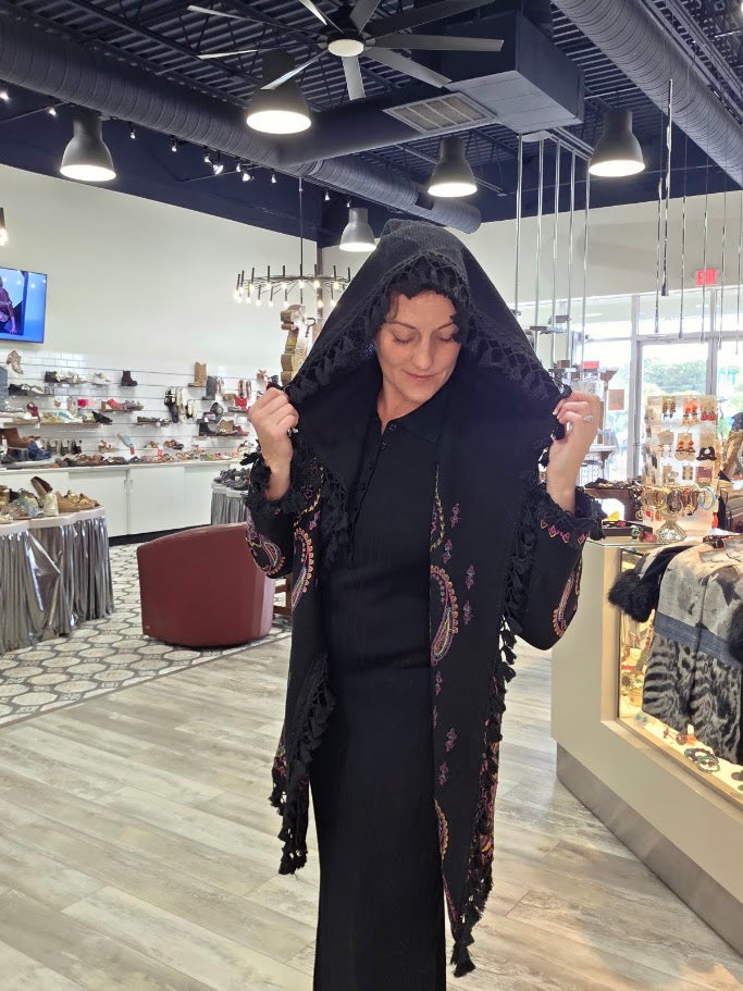 Embroidered Fringe Coat by Adore