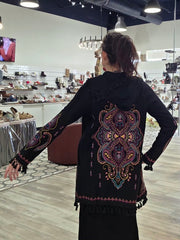 Embroidered Fringe Coat by Adore