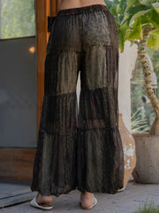 Retro Revival Flared Patchwork Pants by Young Threads