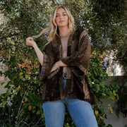 Overdyed Texture Mixed Print Kimono by Young Threads