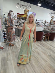 Painted Skies Maxi Low V Dress by IPNG Design