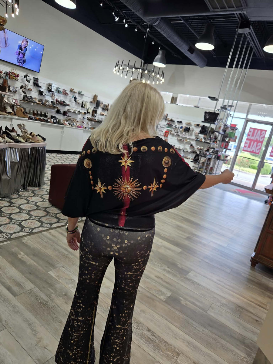 Flare Pants in Illusion Sequin Print by IPNG Design