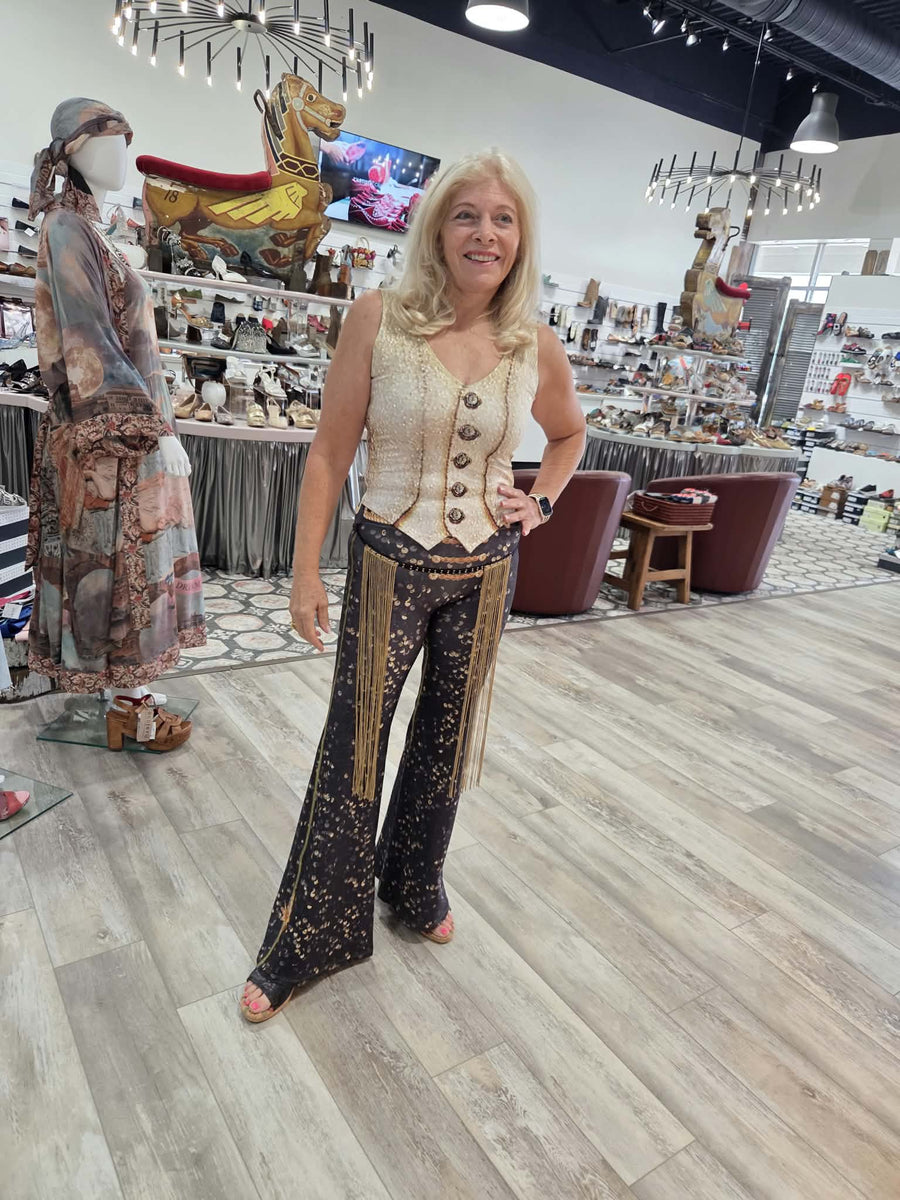 Flare Pants in Illusion Sequin Print by IPNG Design