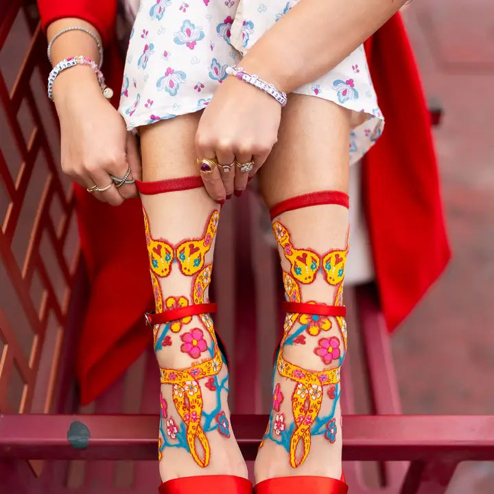 Year of the Snake Sheer Crew Sock