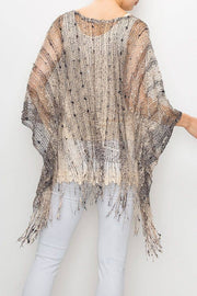 Brown Sequin Mesh Layering Top with Fringes Robin Boutique