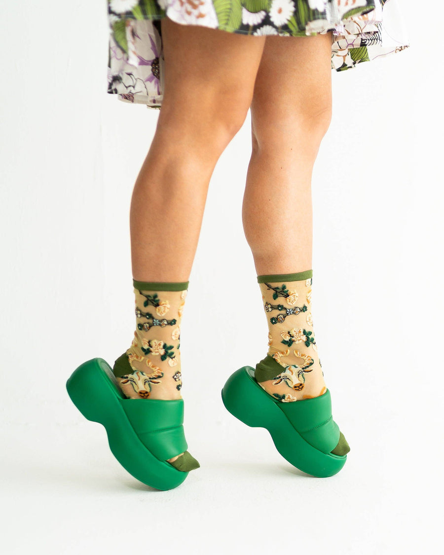 Taurus Zodiac Shimmer Sheer Crew Sock