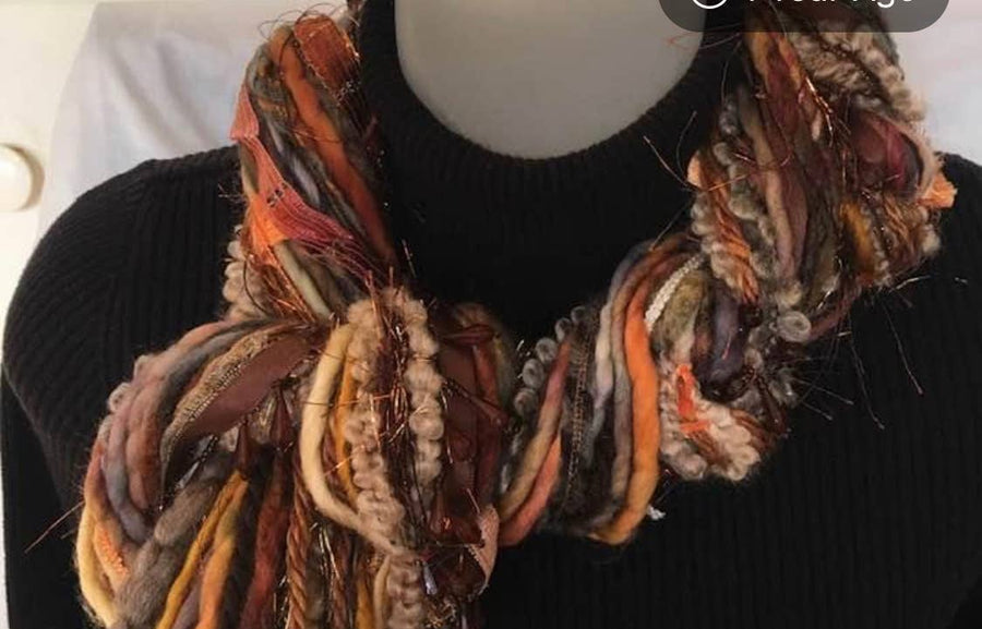 Beaded Scarf in Rust and Black - Handmade by Artisans Robin Boutique