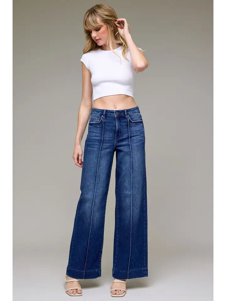 Nori High Rise Pintuck Wide Leg Jean by Hidden Jeans