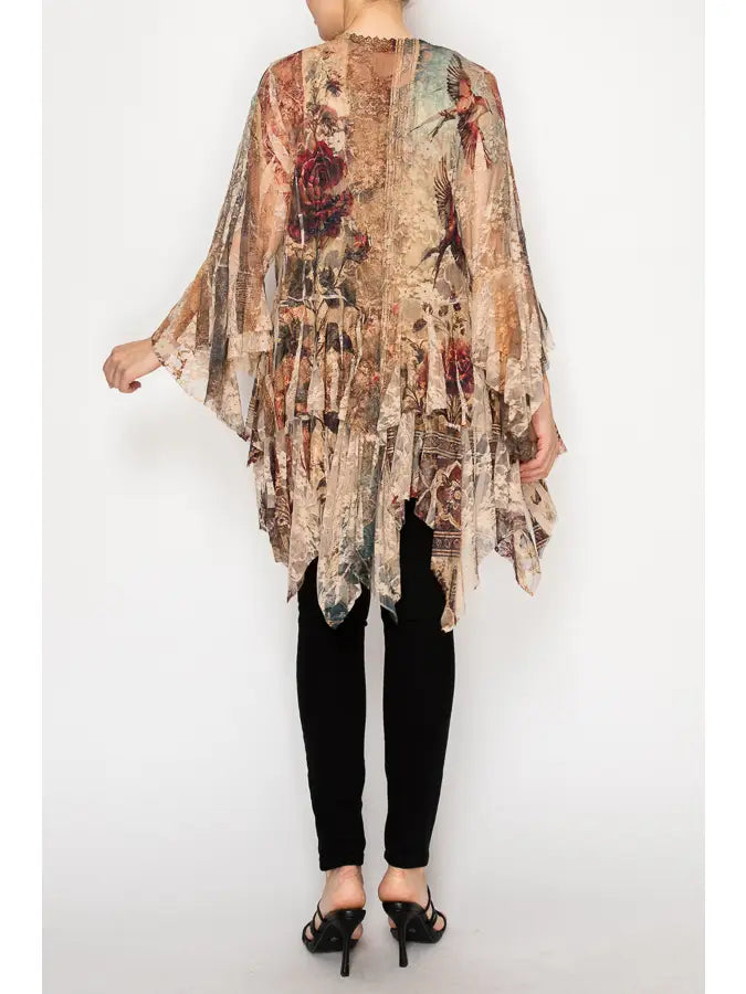 Additional view of All Lace Cardigan in Vintage Bird by Origami from Robin Boutique.