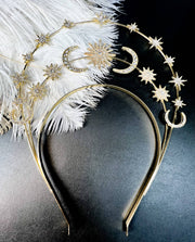 Sun Moon Stars Goddess Crown Halo Headband, Boho Headpiece Robin Boutique