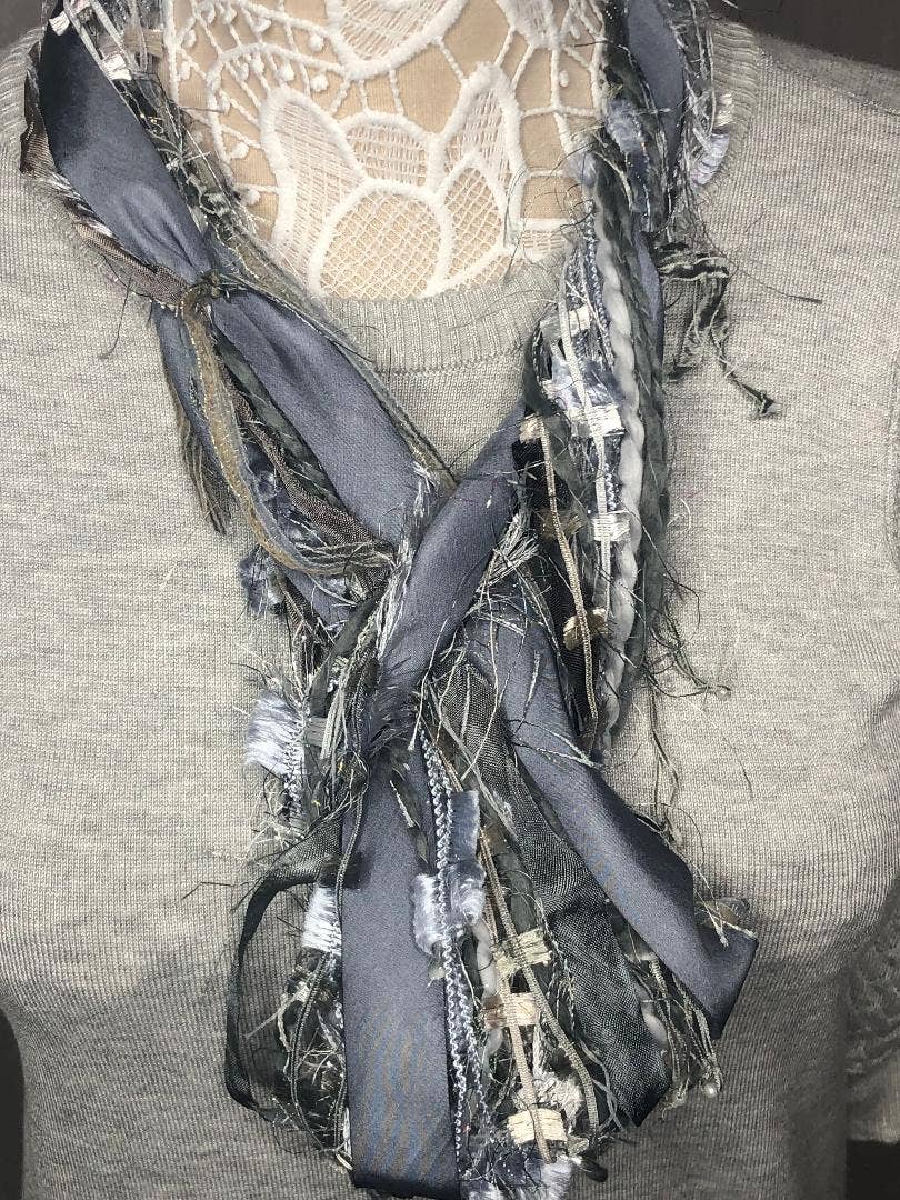 Lightweight Denim Long Style Scarf - Artisan Made Robin Boutique