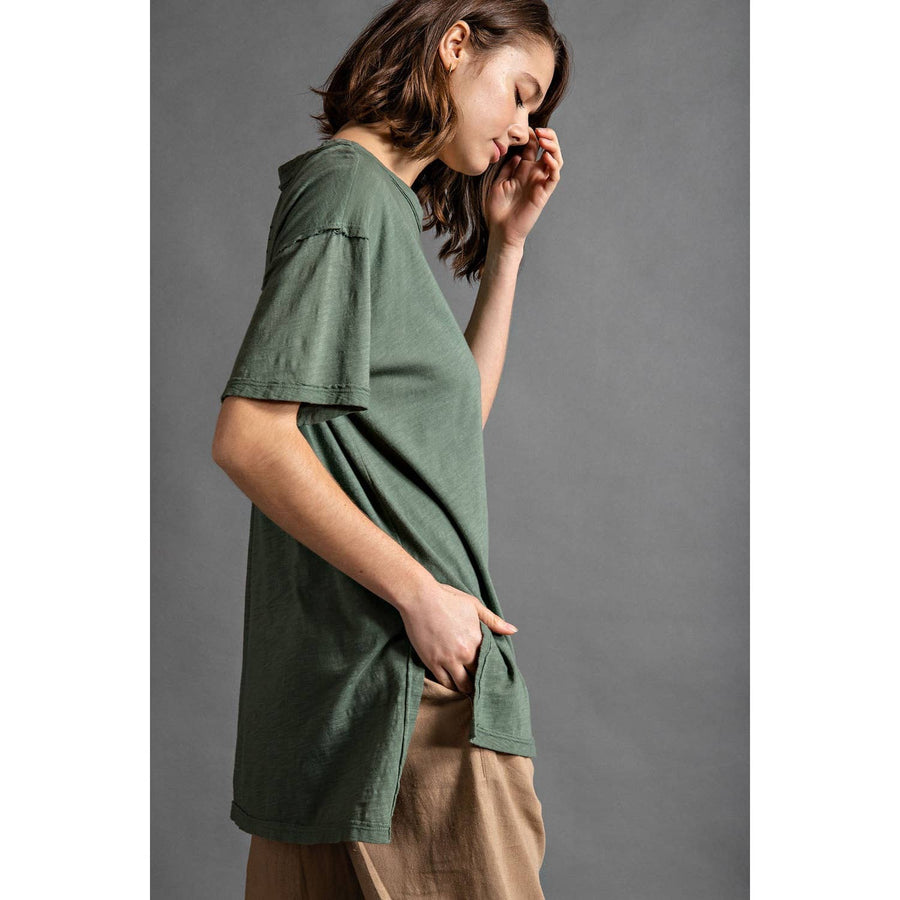 Mineral Washed Short Sleeve Tee by Rae Mode T9774 Robin Boutique