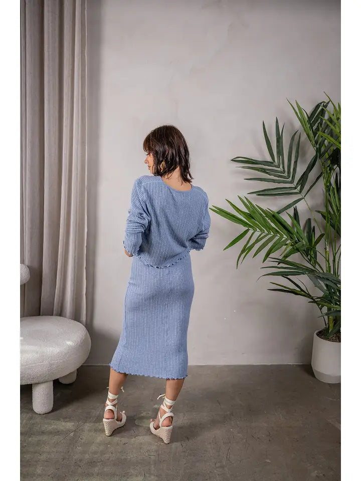 Poor Boy Rib Knit Cropped Cardigan