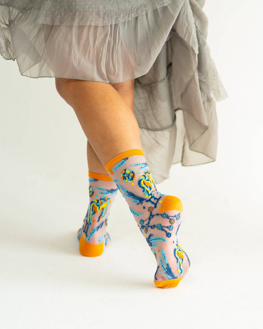 Gemini Zodiac Shimmer Sheer Crew Sock