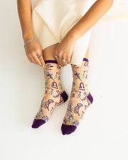 Libra Zodiac Sheer Crew Sock