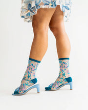 Pisces Zodiac Shimmer Sheer Crew Sock
