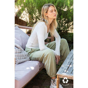 RECYCLED BUTTER ROUND NECK TOP T9967 Robin Boutique
