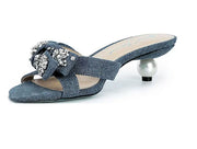 Jemma Embellished Bow Denim Dress Sandals by Betsey Johnson - Robin Boutique