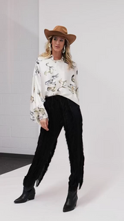 Horse Printed Satin Oversized Blouse by Beulah