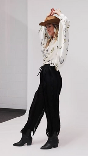 Horse Printed Satin Oversized Blouse by Beulah