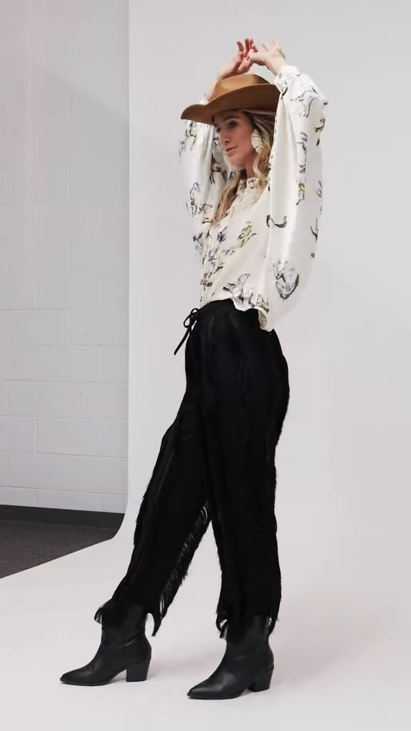 Horse Printed Satin Oversized Blouse by Beulah