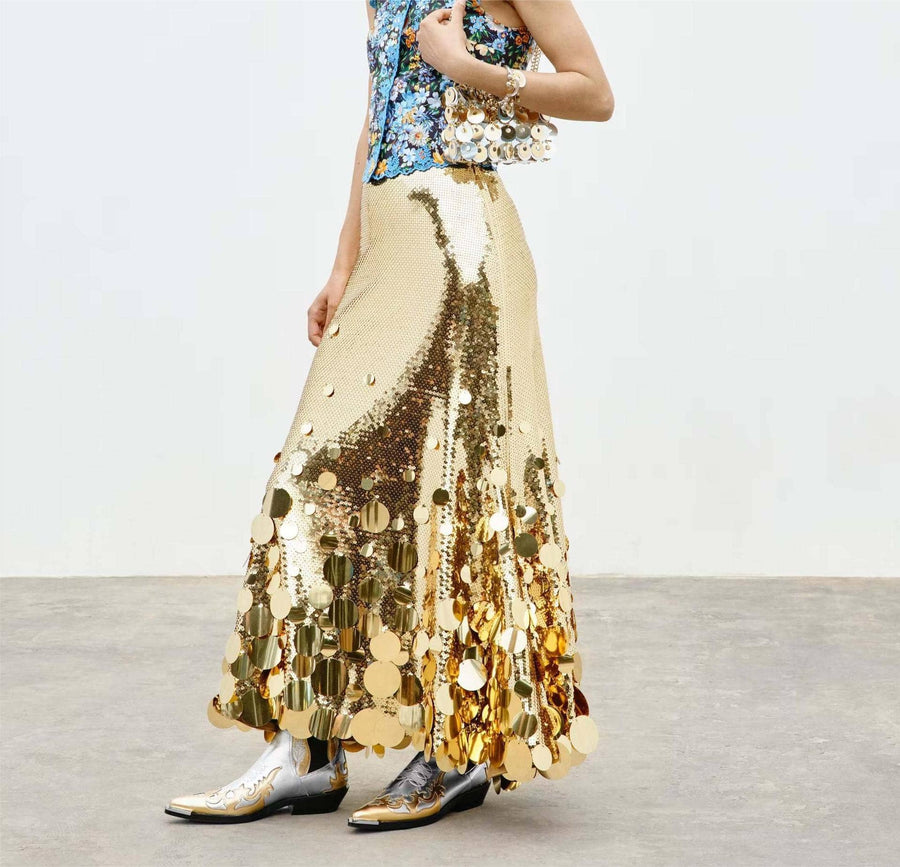 Heavy Sequined Evening Skirt Robin Boutique