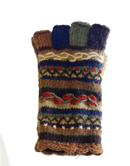 Striped Embroidery Handwarmer G567 - Robin Boutique-Boutique 