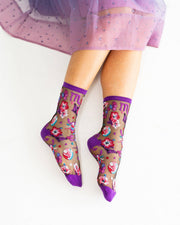 Scorpio Zodiac Black Sheer Crew Sock