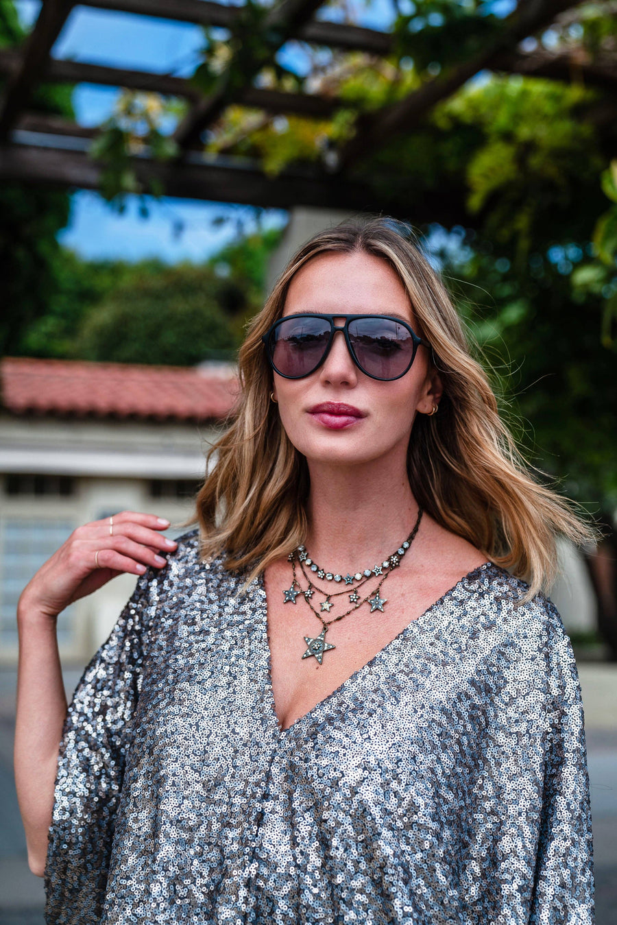 Gunmetal Nouveau Sequin Caftan