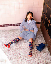 Bold Blue Sheer Knee High Socks Robin Boutique