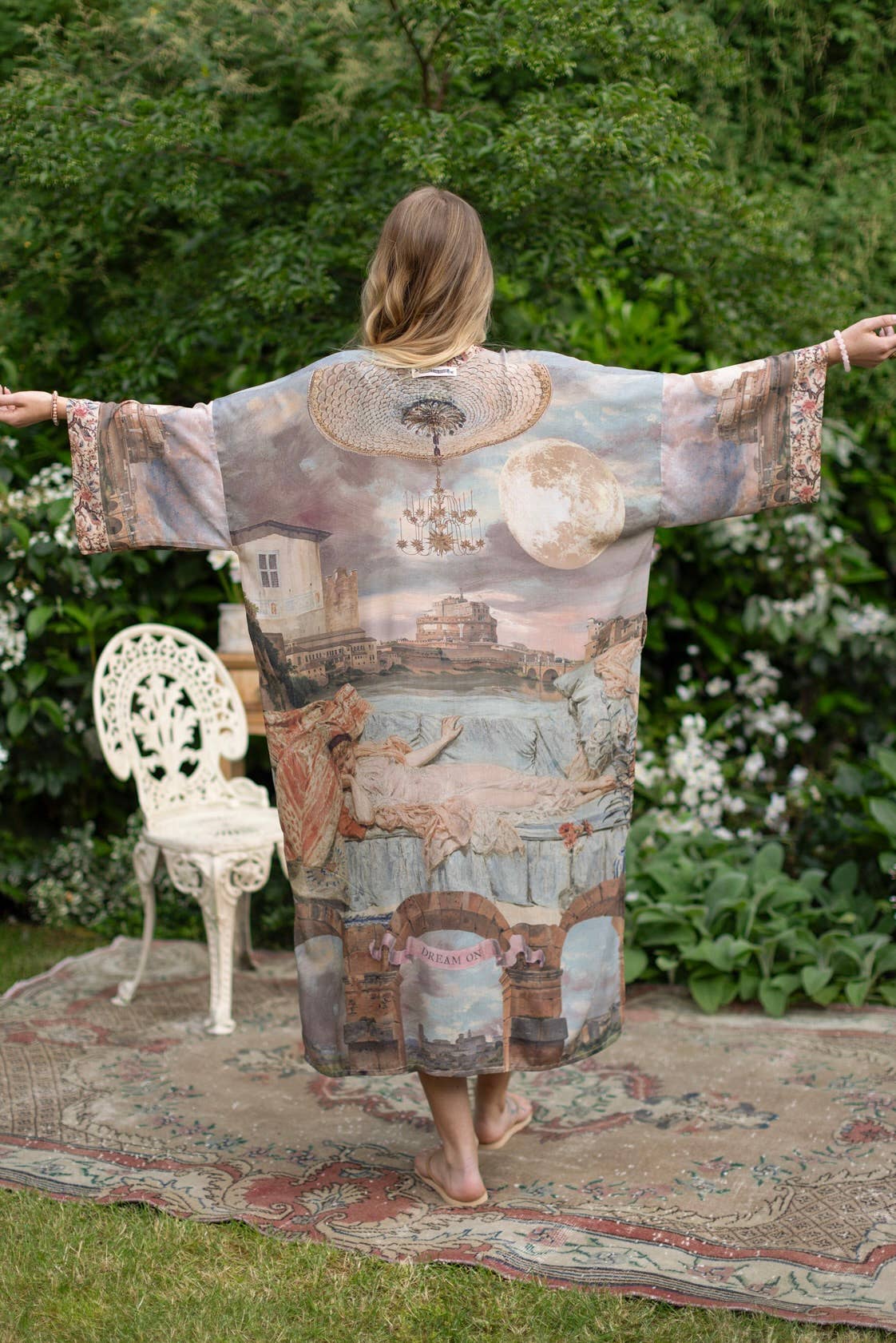 Imaginarium Opera Duster Kimono Robe with Moon, long length from Robin Boutique.