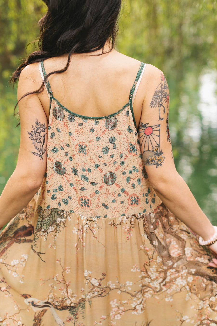 Additional view of Fable Bohéme Long Maxi Slip Dress with Blossoms, Deer & Moon from Robin Boutique.