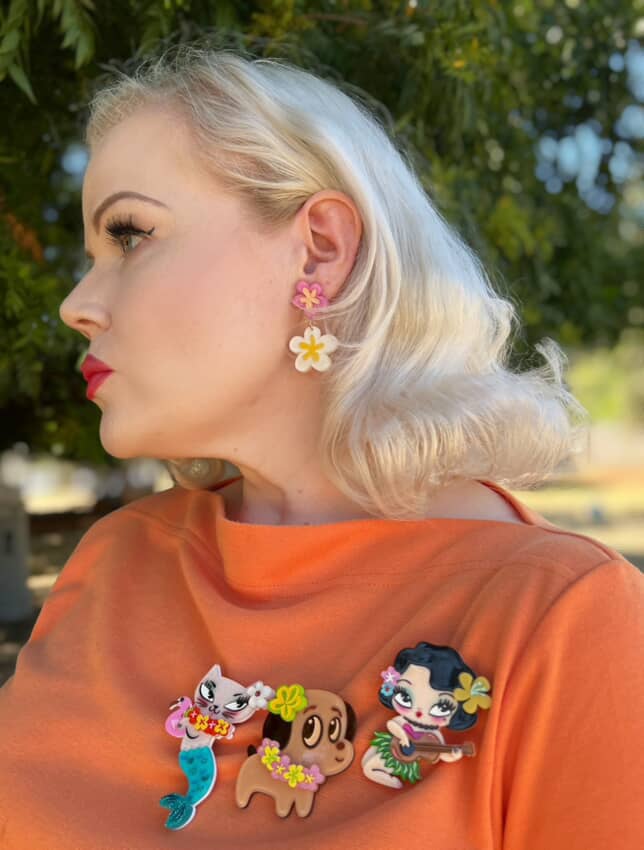 Polynesian Pup Mini Brooch by Miss Fluff x Lipstick & Chrome Robin Boutique