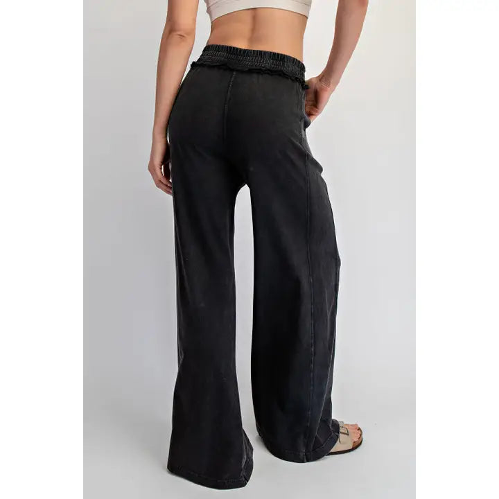 Mineral Washed Terry Butter Wide Leg Pant