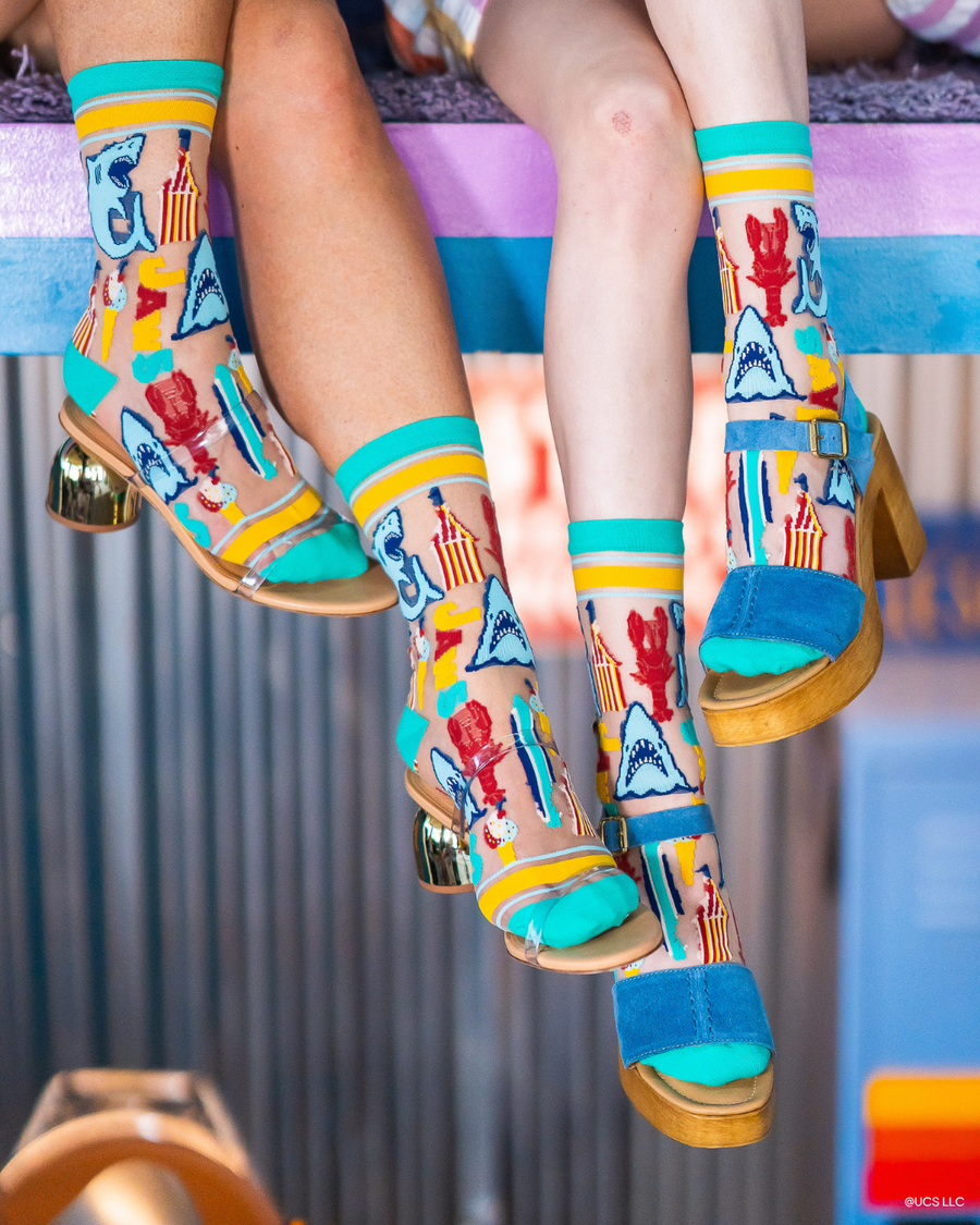 NEW STYLE: JAWS 50th Anniversary Sheer Crew Sock Robin Boutique
