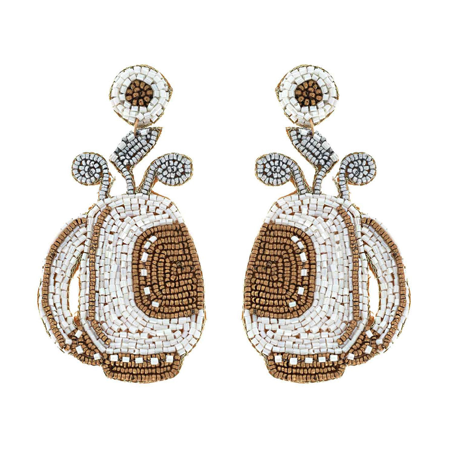 2 Tier Seed Beaded Golf Bag Dangle Earrings Robin Boutique