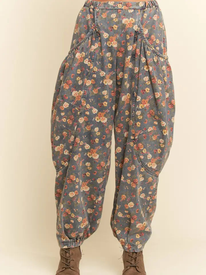 Denim Blue Flower Pants by Davi & Dani