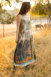 Awakening Bohéme Printed Long Maxi Slip Dress w/ Landscape