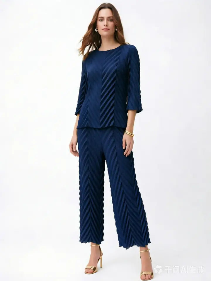 Pleated Pants with Chevron Detail by EllyNDale
