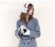 Cowhide Pattern Faux Fur Fingerless Gloves