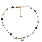 Denim Pearl Short Necklace