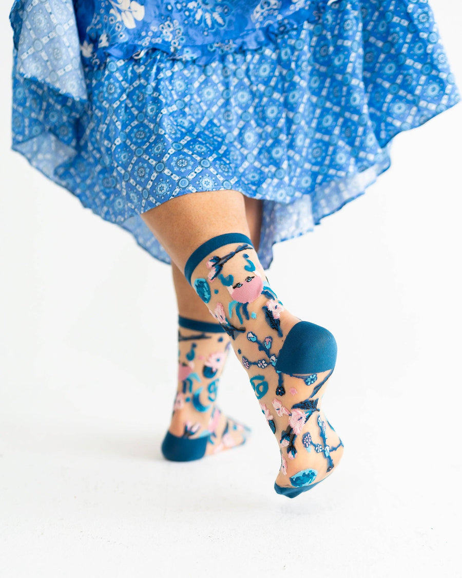 Cancer Zodiac Sheer Crew Sock