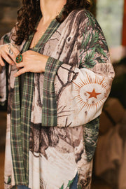 Winter Wish Christmas Plaid Bamboo Kimono Cardigan with Belt